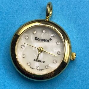 BONETTO Quartz Watch Mother Of Pearl Face Japan Mov't Gold Tone